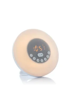 Aufladbarer Sonnenaufgangswecker mit Lautsprecher in Weiß - Ø 16 cm