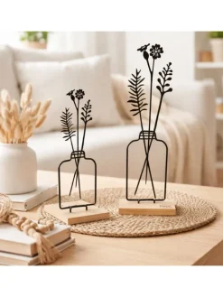 Aufsteller Blumenvase 2er Set in Schwarz