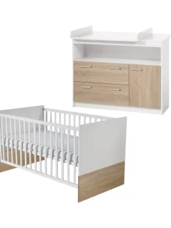 Babyzimmer Set Gabriella 2-tlg. Bicolor mit Babybett & Kommode