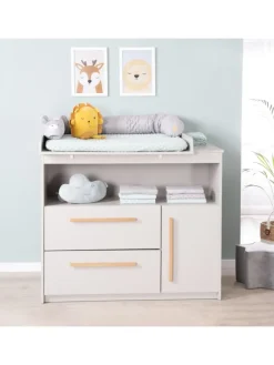 Babyzimmer Set Lea 2-tlg. Holz Beige/Grau mit Bett & Kommode