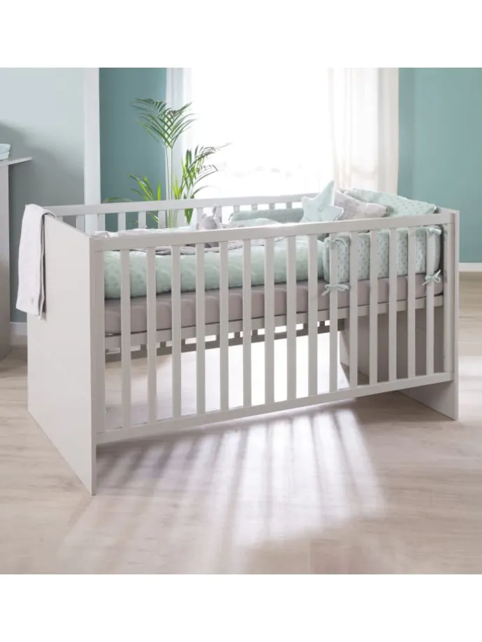 Babyzimmer Set Lea 2-tlg. Holz Beige/Grau mit Bett & Kommode
