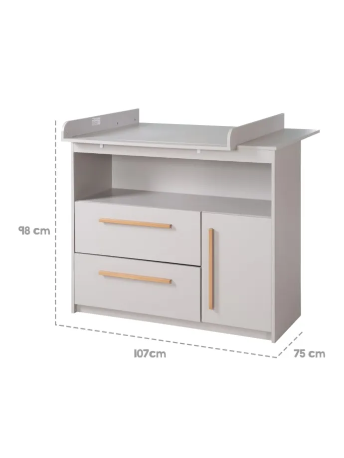 Babyzimmer Set Lea 2-tlg. Holz Beige/Grau mit Bett & Kommode