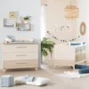 Babyzimmer Set Sidney 2-tlg. Beige/Eiche mit Bett & Wickelkommode