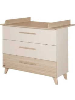 Babyzimmer Set Sidney 2-tlg. Beige/Eiche mit Bett & Wickelkommode