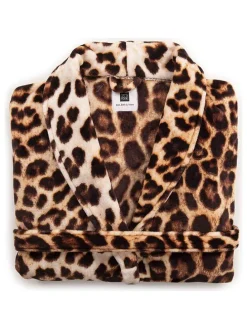 Bademantel "Leopard" in Beige/ Braun