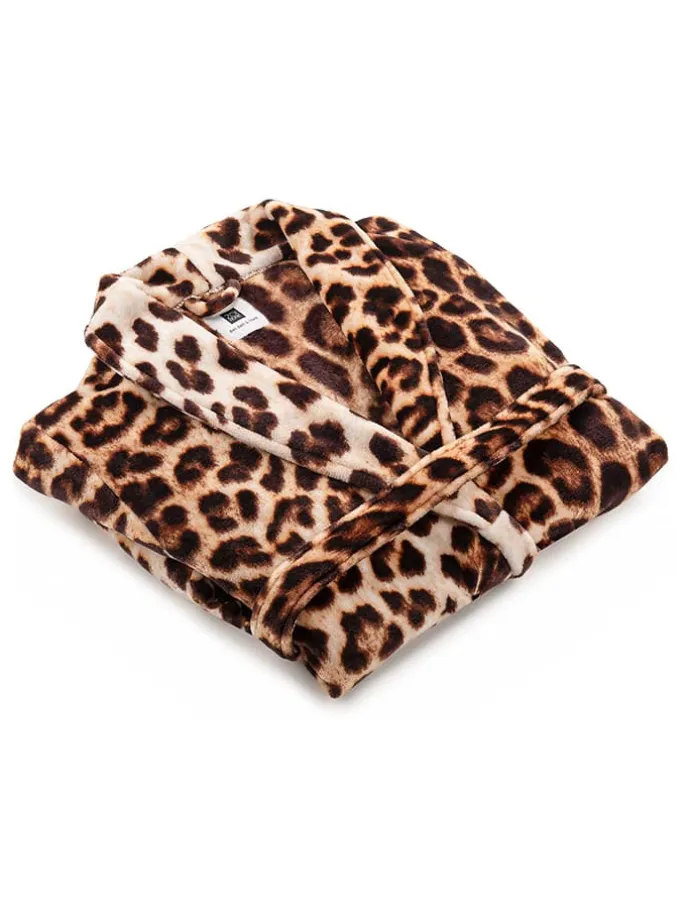 Bademantel "Leopard" in Beige/ Braun