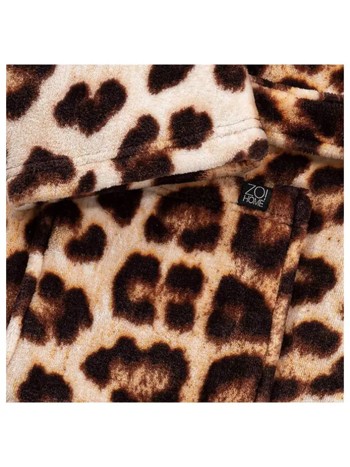 Bademantel "Leopard" in Beige/ Braun