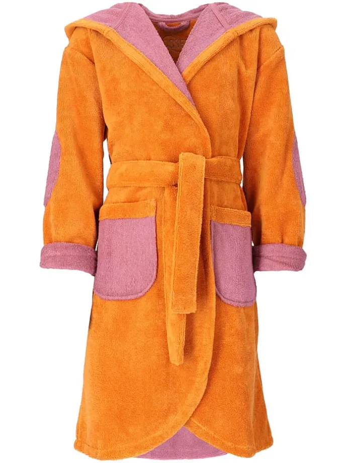 Bademantel "Momo" in Orange/ Rosa