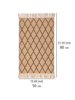 Badematte ''Calama'' in Beige/ Schwarz - (L)80 x (B)50 cm