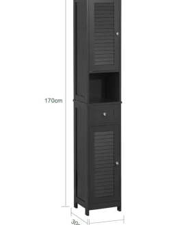 Badezimmer-Hochschrank in Drunkelgrau - (B)32 x (H)170 x (T)30cm