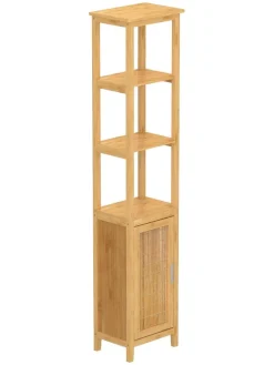 Badezimmer-Hochschrank in Hellbraun - (B)40 x (H)190 x (T)30 cm