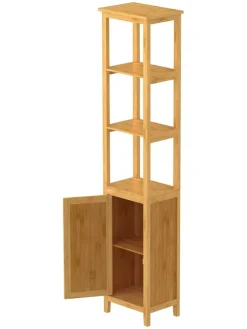 Badezimmer-Hochschrank in Hellbraun - (B)40 x (H)190 x (T)30 cm