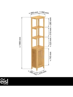 Badezimmer-Hochschrank in Hellbraun - (B)40 x (H)190 x (T)30 cm