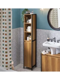 Badezimmer-Hochschrank in Braun - (B)30 x (H)168 x (T)28cm