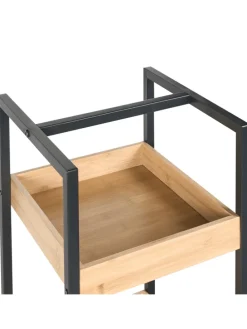 Badezimmerregal TAJZARA in Braun/Schwarz - (W) 30 x (H) 90 x (L) 30 cm