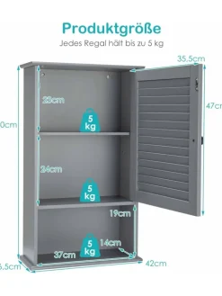 Badezimmerschrank hängend in Grau