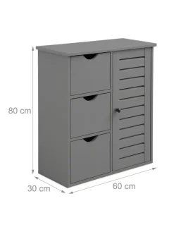 Badezimmerschrank in Grau - (B)60 x (H)80 x (T)30 cm