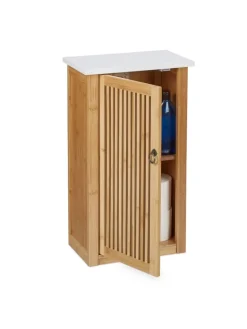 Badezimmerschrank in Natur/ Weiß - (B)34,5 x (H)60 x (T)21 cm
