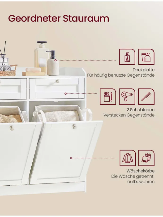 Badezimmerschrank in Weiß - (B)78,9 x (H)80,2 x (T)40 cm