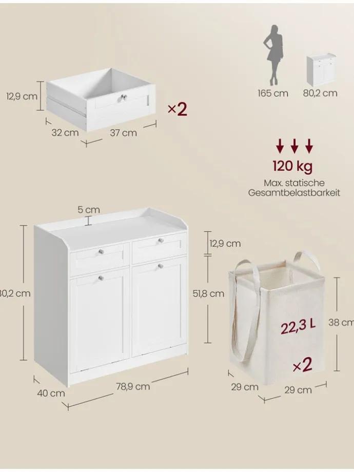 Badezimmerschrank in Weiß - (B)78,9 x (H)80,2 x (T)40 cm