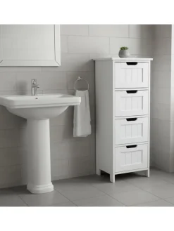 Badezimmerschrank in Weiß - (B)30 x (H)82 x (T)30 cm