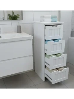 Badezimmerschrank in Weiß - (B)30 x (H)82 x (T)30 cm