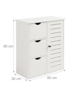Badezimmerschrank in Weiß - (B)60 x (H)80 x (T)30 cm