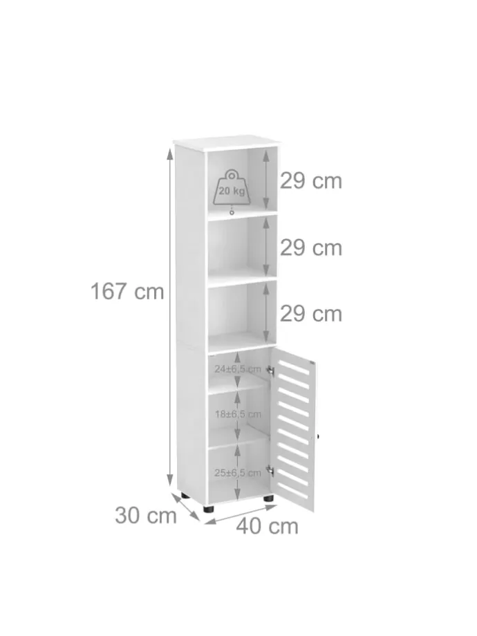 Badezimmerschrank in Weiß - (B)30 x (H)167 x (T)40 cm