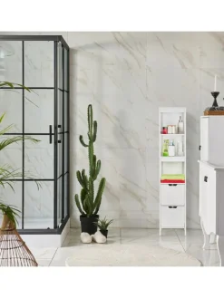 Badezimmerschrank in Weiß - (B)30 x (H)144 x (T)30 cm