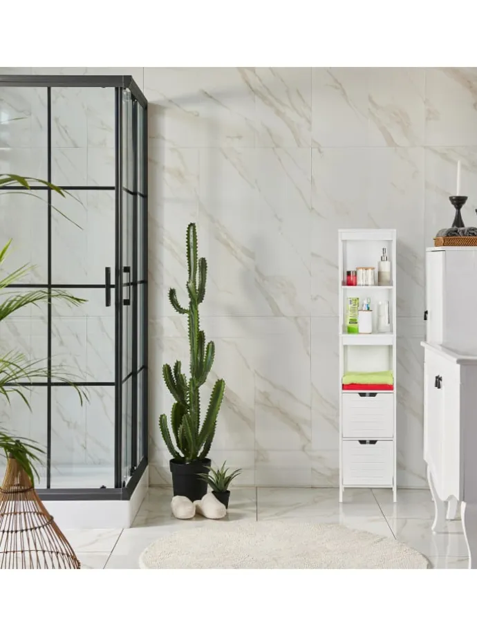 Badezimmerschrank in Weiß - (B)30 x (H)144 x (T)30 cm