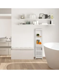 Badezimmerschrank in Weiß - (B)30 x (H)129 x (T)30 cm