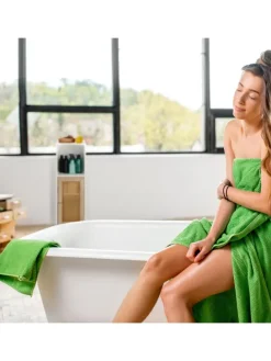 Badezimmerschrank in Weiß/ Natur - (B)30 x (H)96,5 x (T)30 cm