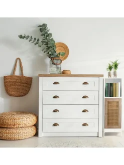 Badezimmerschrank in Weiß/ Natur - (B)30 x (H)96,5 x (T)30 cm