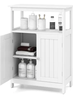 Badezimmerschrank mit Doppeltür & Ablagen in Weiß