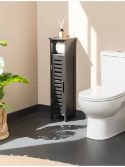 Badezimmerschrank OLATHE in Schwarz - (W) 18 x (H) 72 x (L) 17 cm