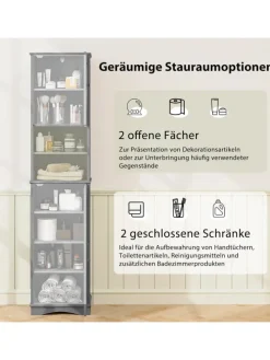Badezimmerschrank schmal in Grau