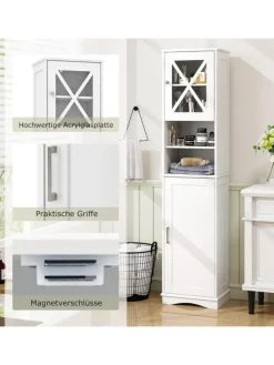 Badezimmerschrank schmal in Weiß