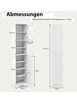 Badezimmerschrank schmal in Weiß