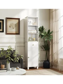 Badezimmerschrank schmal 40 x 30 x 172 cm in Weiß