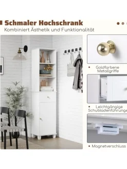 Badezimmerschrank schmal 40 x 30 x 172 cm in Weiß