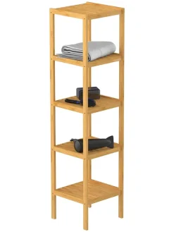 Badezimmer-Standregal in Hellbraun - (B)33 x (H)140 x (T)33 cm