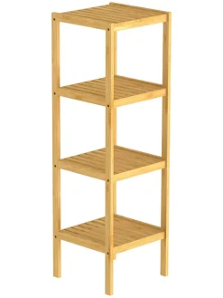 Badezimmer-Standregal in Hellbraun - (B)33 x (H)110 x (T)33 cm