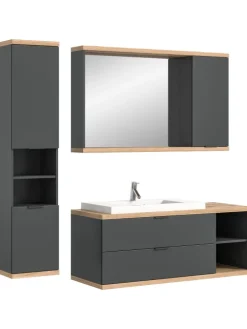 Badkombination (B/H/T: 185x160x48 cm) in anthrazit grau