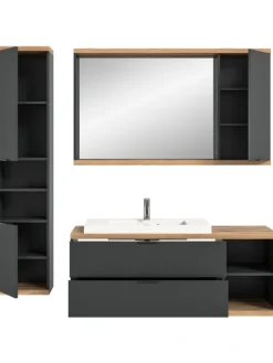 Badkombination (B/H/T: 185x160x48 cm) in anthrazit grau