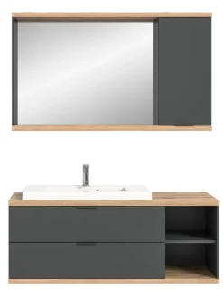 Badkombination (B/H/T: 130x160x48 cm) in anthrazit grau