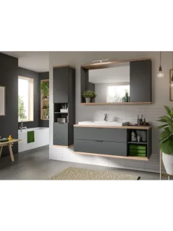 Badkombination (B/H/T: 130x160x48 cm) in anthrazit grau