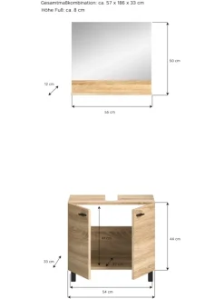 Badkombination in Eiche Sonoma Nachbildung - (B) 57 x (H) 186 x (T) 33