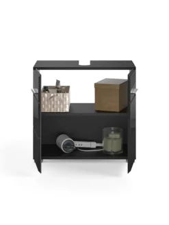 Badkombination in schwarz/schwarz hochglanz - (B) 60 x (H) 182 x (T) 34