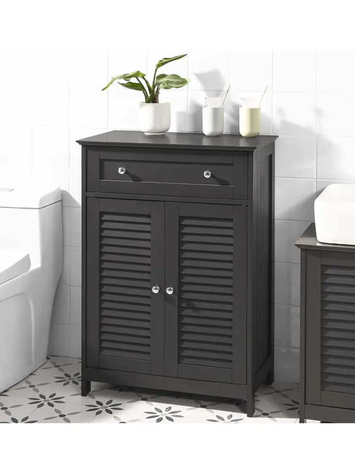 Badkommode in Drunkelgrau - (B)57 x (H)87 x (T)33cm