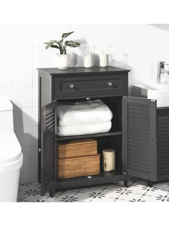Badkommode in Drunkelgrau - (B)57 x (H)87 x (T)33cm